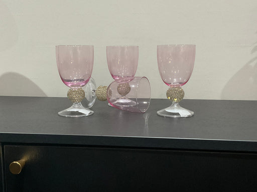 Set of 4 Pink & Diamante Wine Glasses