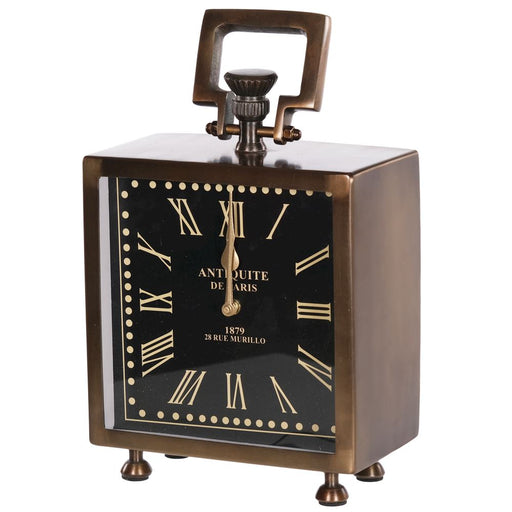 Antique Brass Square Mantle Clock