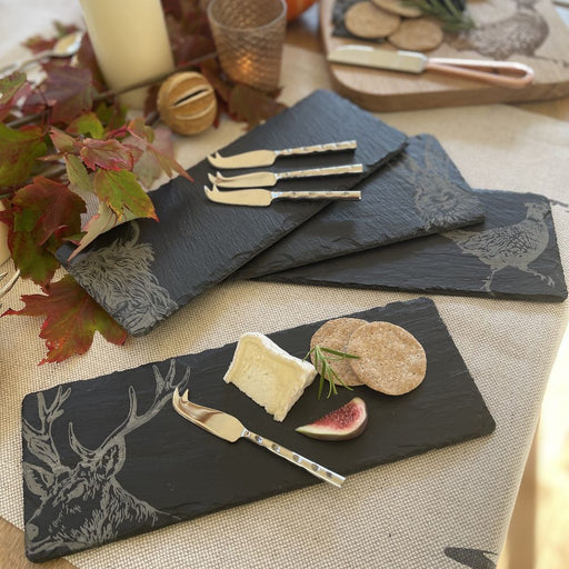 Country Animals Mini Slate Cheese Board & Knife Set