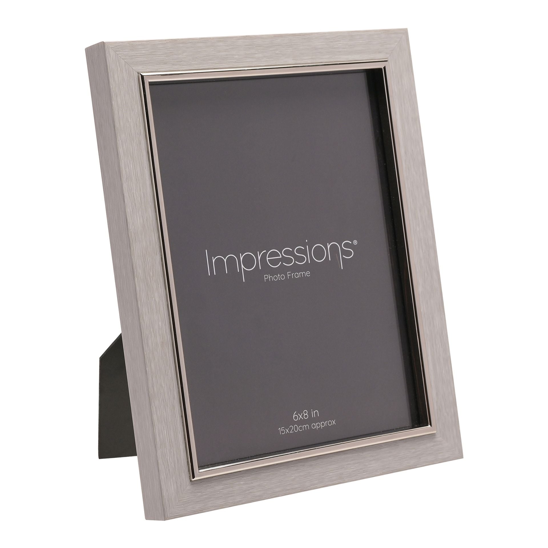 Grey Faux Wood & Silver Frame