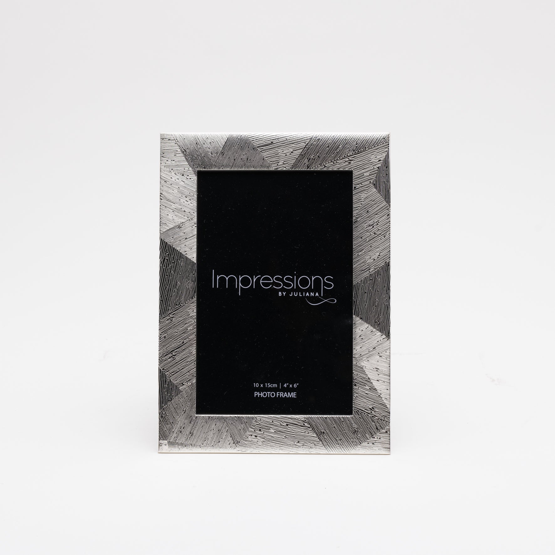 Silver Plated Photo Frame with Geometric Edge