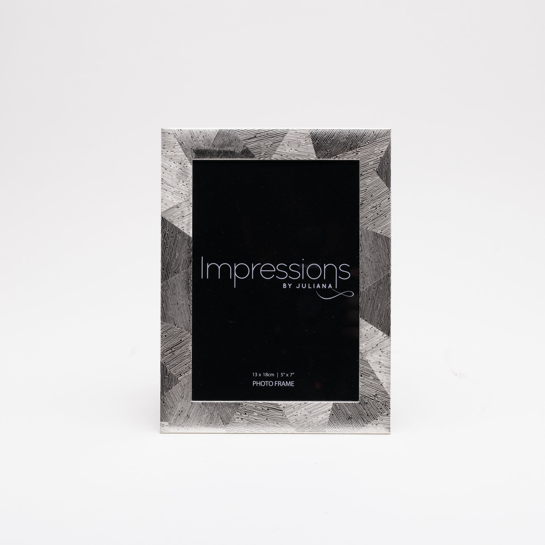 Silver Plated Photo Frame with Geometric Edge