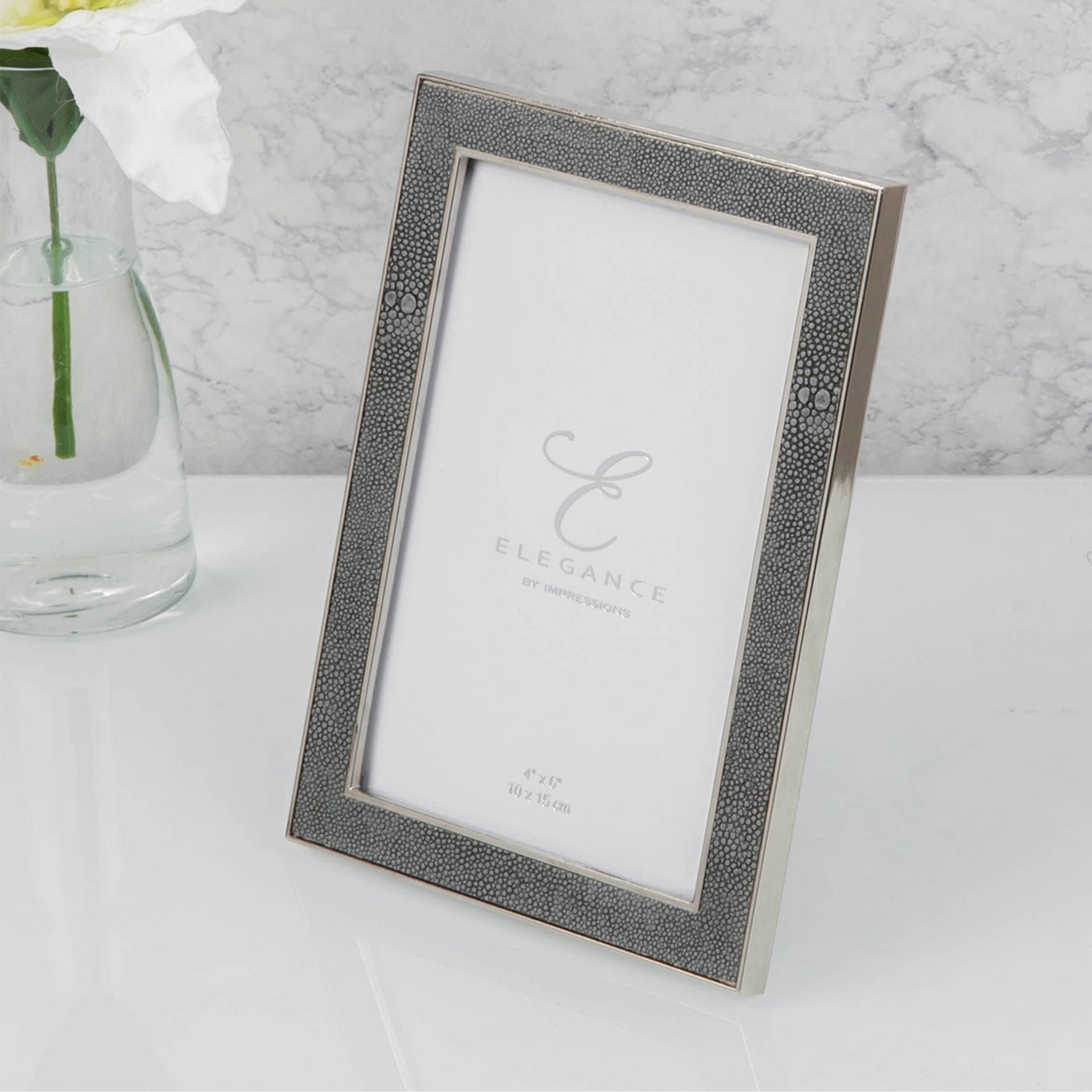 Elegance Metal Grey Faux Shagreen Frame