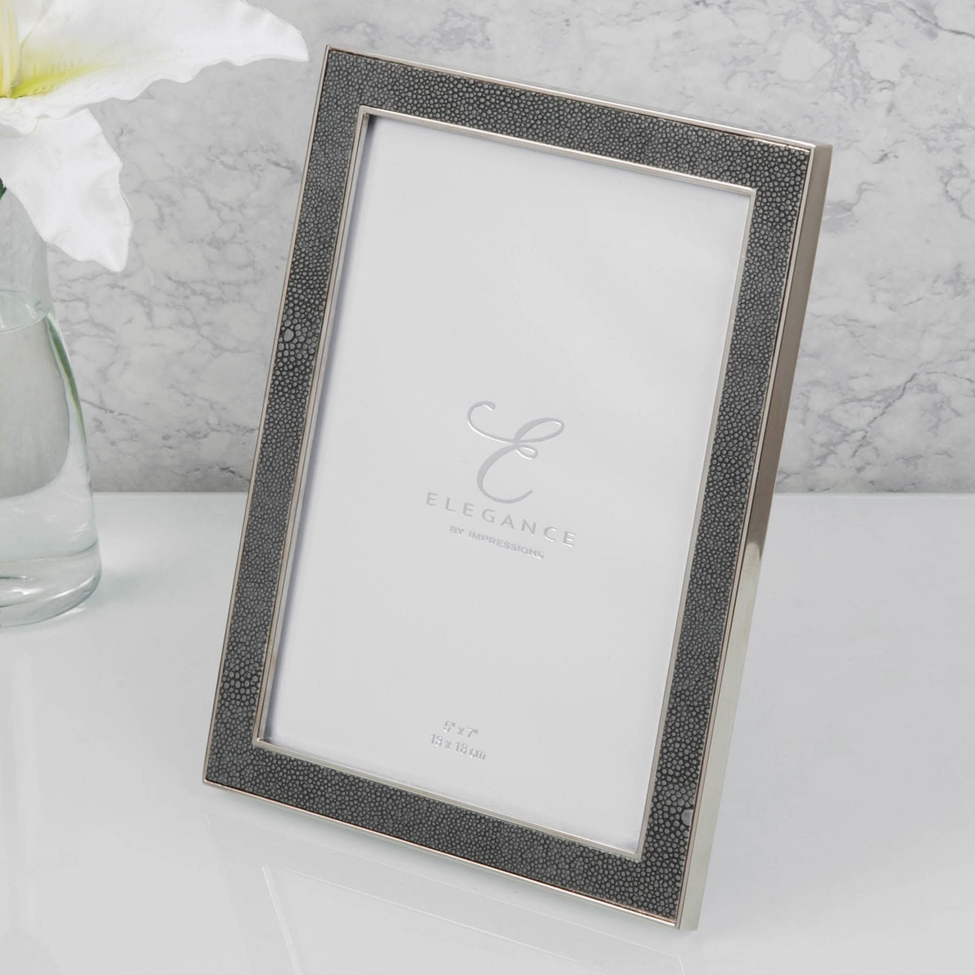 Elegance Metal Grey Faux Shagreen Frame