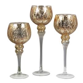 Set of 3 Silver/Gold Goblet Style Candle Holders