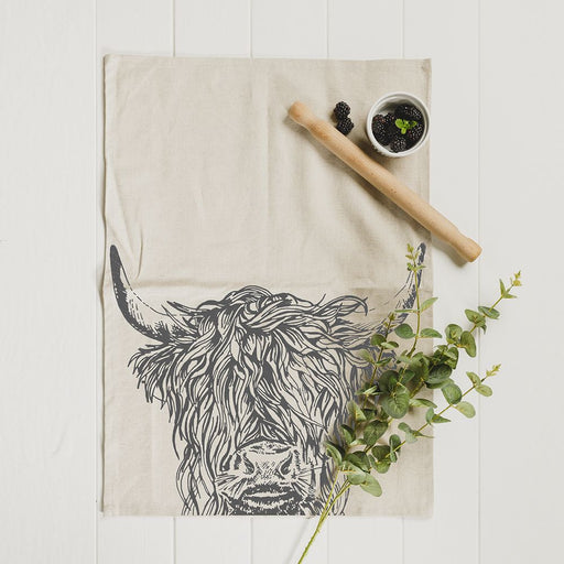 Linen Tea Towel | Highland Cow