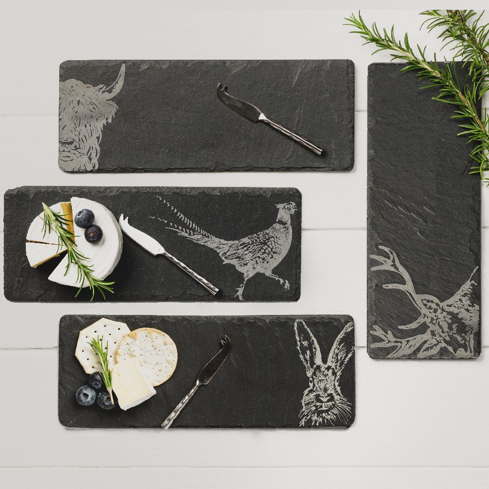 Country Animals Mini Slate Cheese Board & Knife Set