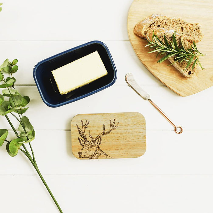 Stag Oak And Ceramic Butter Dish