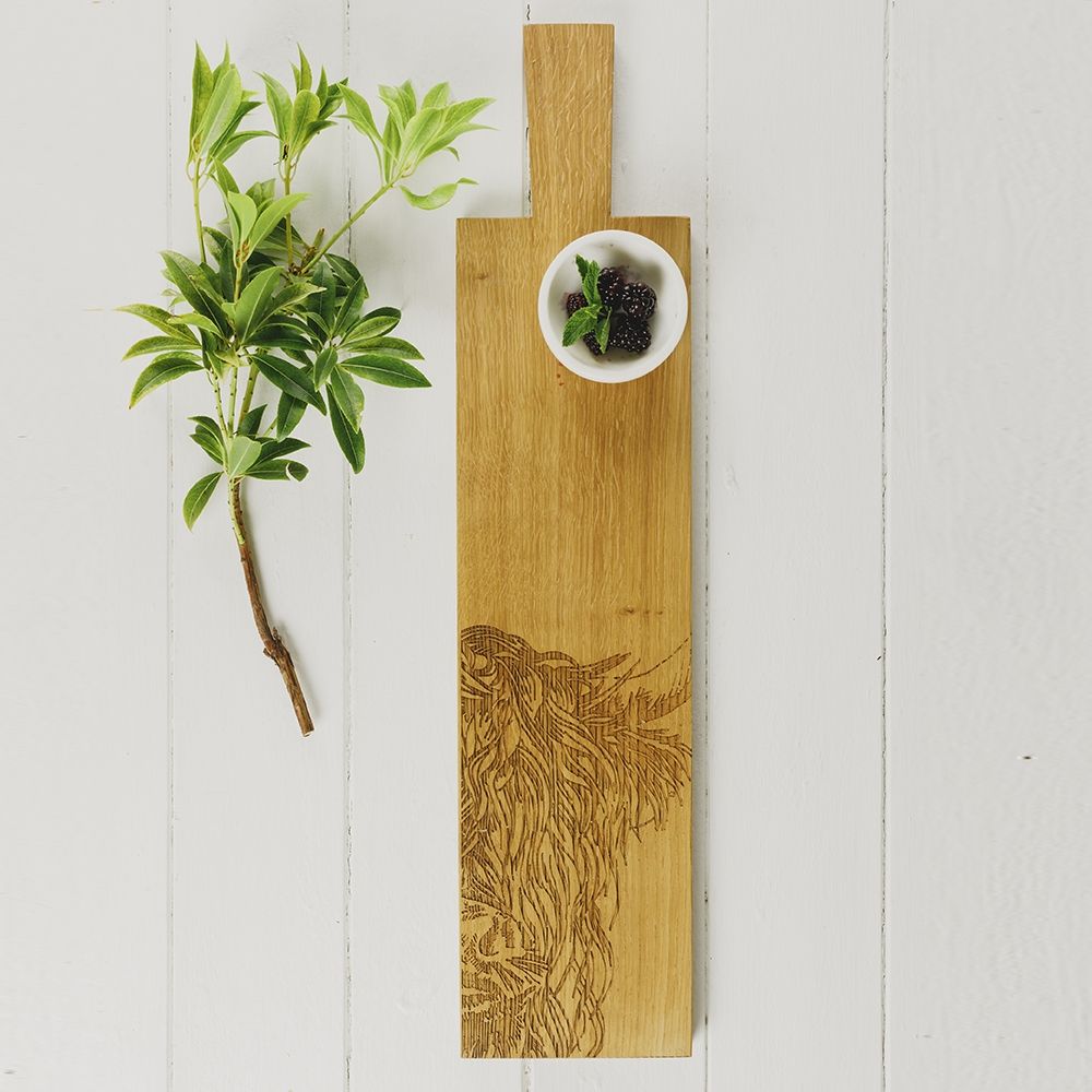 Highland Cow Long Oak Paddle Board