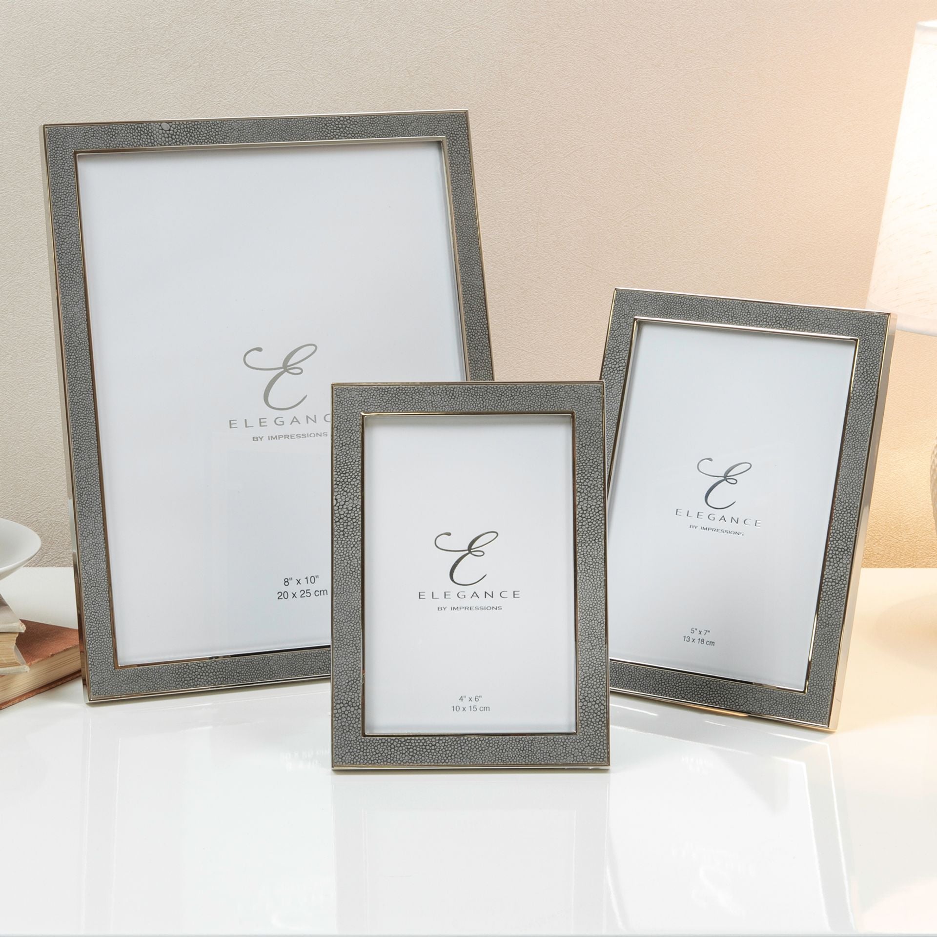 Elegance Metal Grey Faux Shagreen Frame