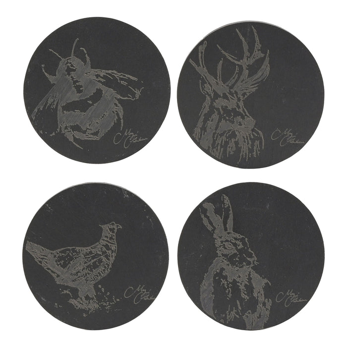 Meg Hawkins Set of 4 Engraved Animal Coasters