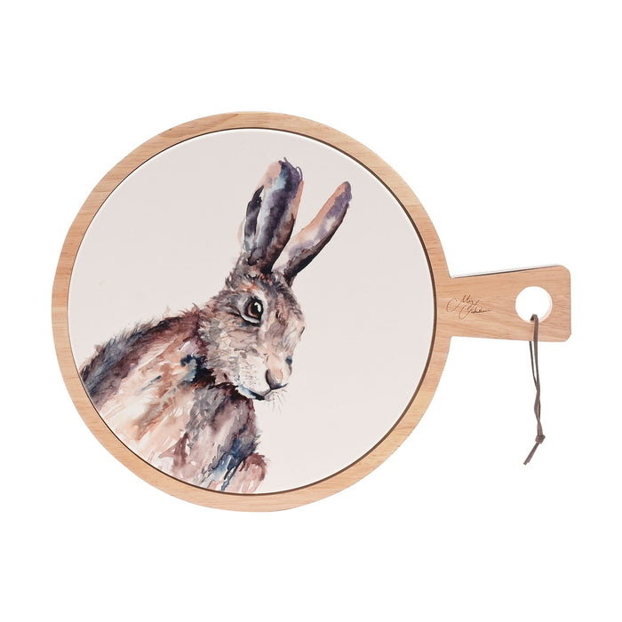 Meg Hawkins Rubber Wood & Ceramic Serving Board - Hare