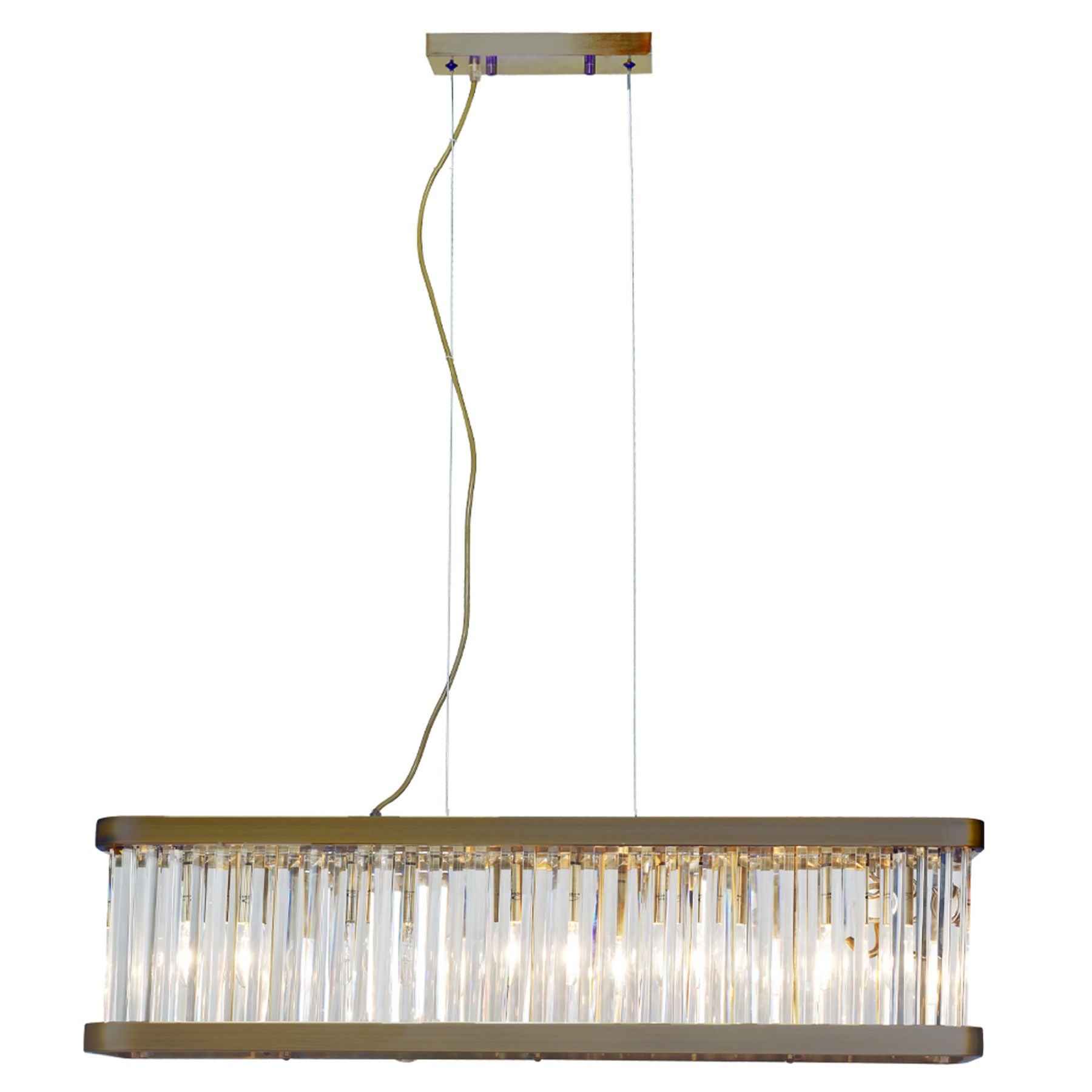 Pandora 5-Light Long Crystal Bar Pendant Antique Brass