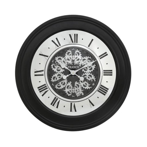 Black & Gears Mirrored Wall Clock
