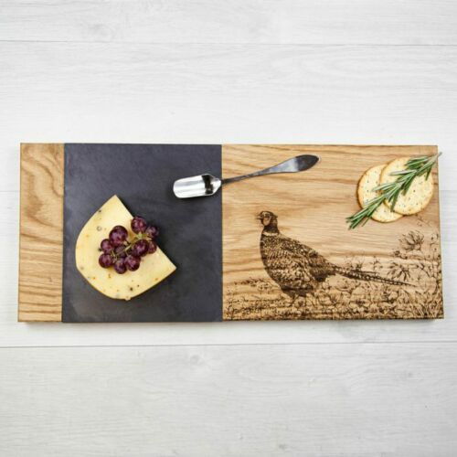 Pheasant Oak Serving Board with Leather Handles