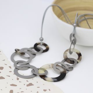 Resin And Rhodium Multi Hoop Necklace