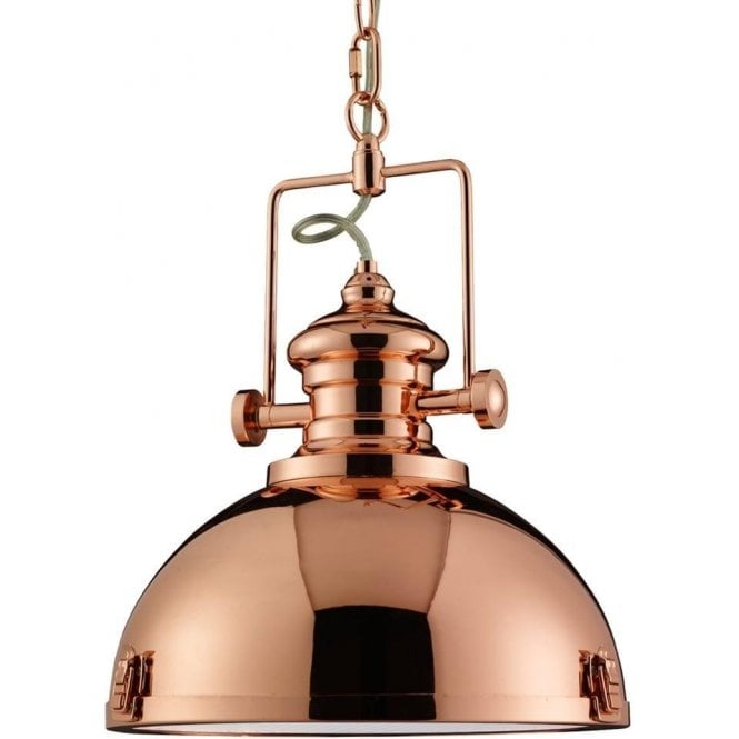 Copper Industrial Pendant Light with Frosted Lens Glass