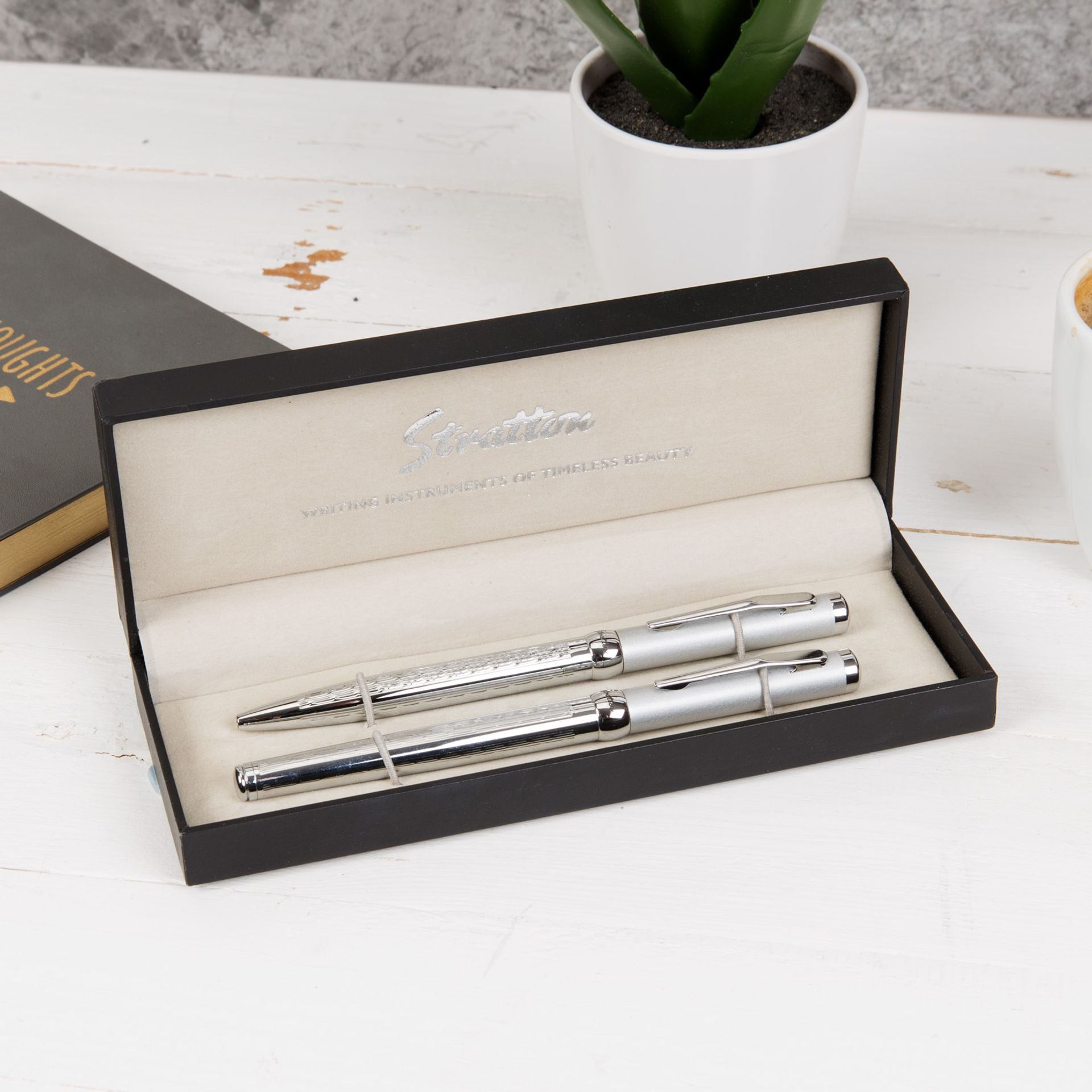 Two Tone Silver Pen Set