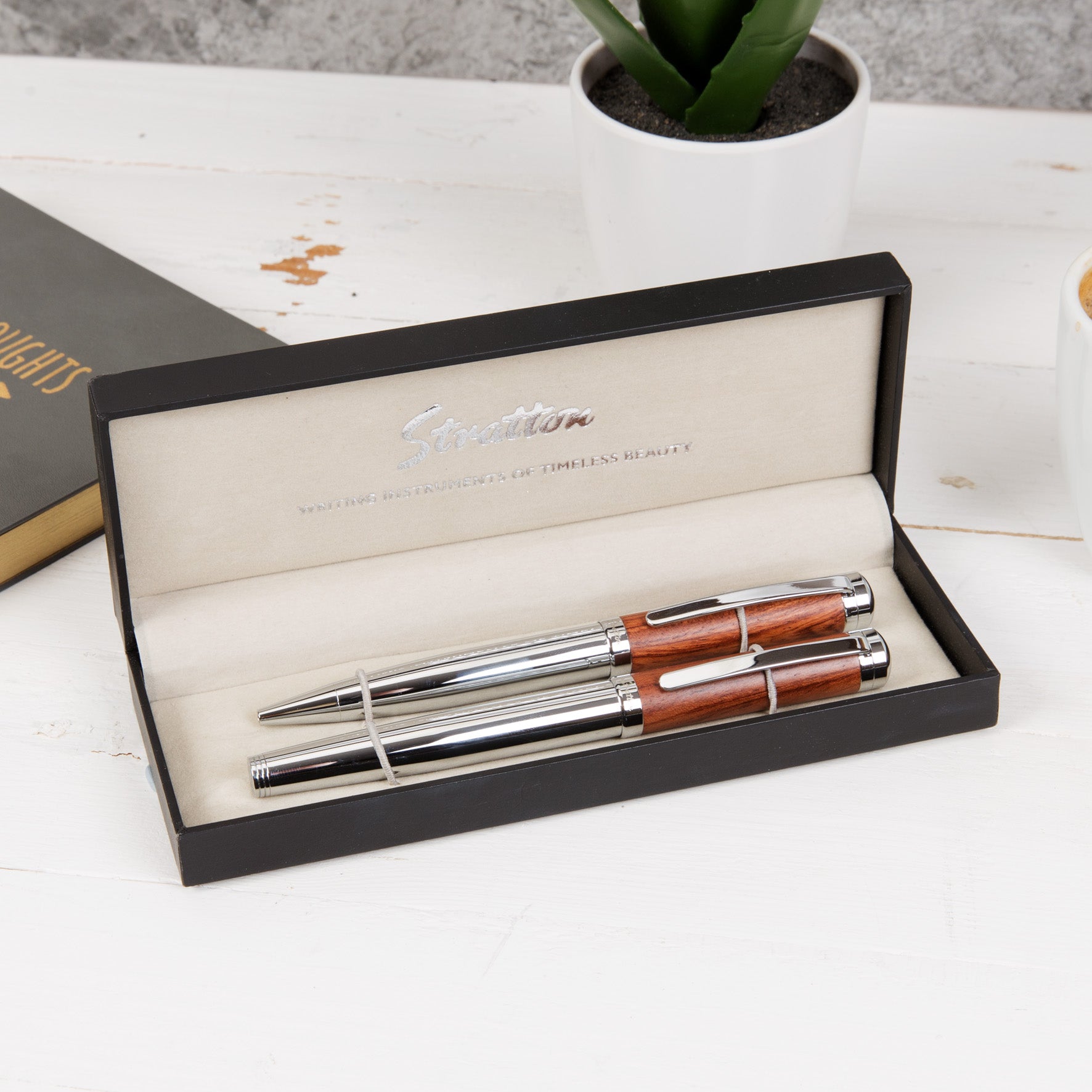Wood & Chrome Pen Set